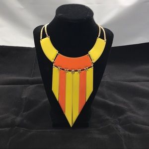 Yellow and Orange Enameled Statement Necklace Set